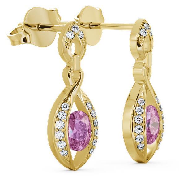 Drop Style Pink Sapphire and Diamond 1.32ct Earrings 9K Yellow Gold ERG12GEM_YG_PS_THUMB1 