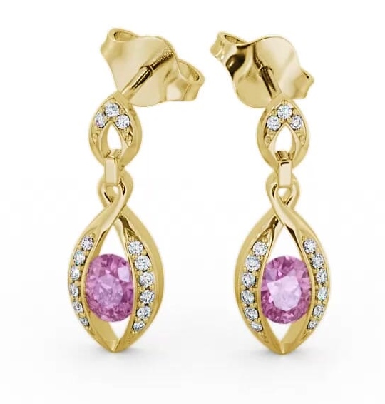 Drop Style Pink Sapphire and Diamond 1.32ct Earrings 18K Yellow Gold ERG12GEM_YG_PS_THUMB1