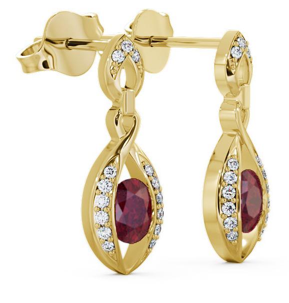 Drop Style Ruby and Diamond 1.32ct Earrings 18K Yellow Gold ERG12GEM_YG_RU_THUMB1 