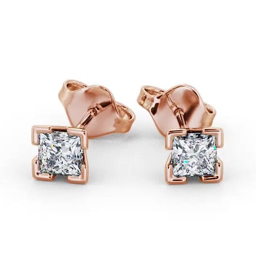 Princess Diamond Split Bezel Stud Earrings 18K Rose Gold ERG130_RG_THUMB2 