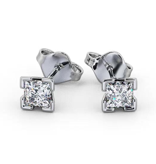 Princess Diamond Split Bezel Stud Earrings 9K White Gold ERG130_WG_THUMB2 