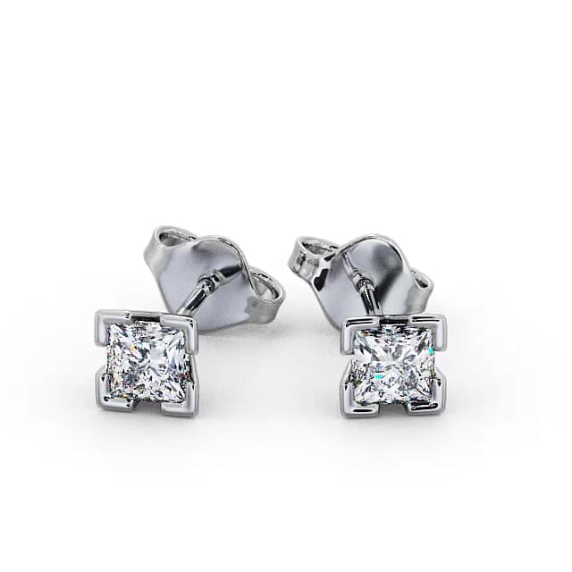 Princess Diamond Split Bezel Stud Earrings 18K White Gold - Dayla ERG130_WG_EAR