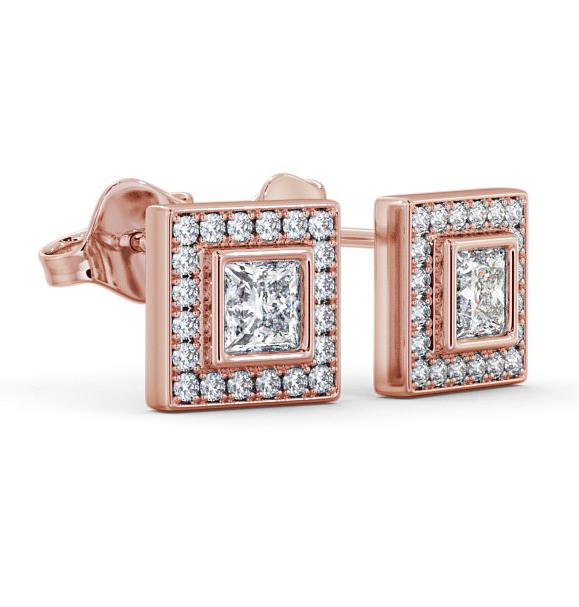 Halo Princess Diamond Bezel and Channel Earrings 18K Rose Gold ERG131_RG_THUMB1 