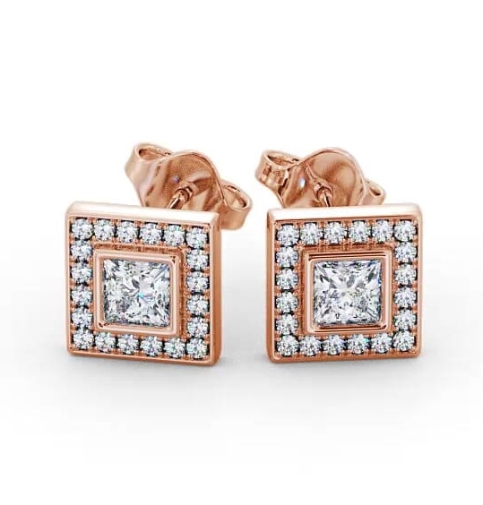 Halo Princess Diamond Bezel and Channel Earrings 18K Rose Gold ERG131_RG_THUMB2 