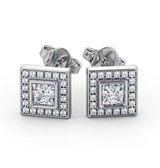 Halo Princess Diamond Bezel and Channel Earrings 18K White Gold ERG131_WG_THUMB2 