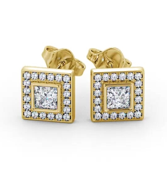 Halo Princess Diamond Bezel and Channel Earrings 18K Yellow Gold ERG131_YG_THUMB2 