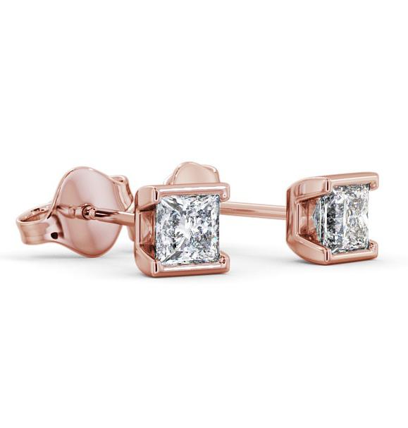 Princess Diamond Open Bezel Stud Earrings 9K Rose Gold ERG132_RG_THUMB1 