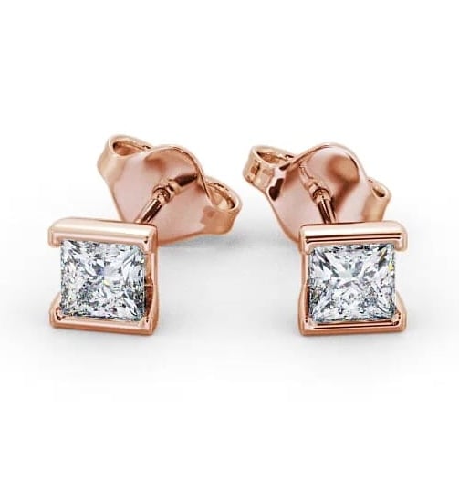 Princess Diamond Open Bezel Stud Earrings 18K Rose Gold ERG132_RG_THUMB1