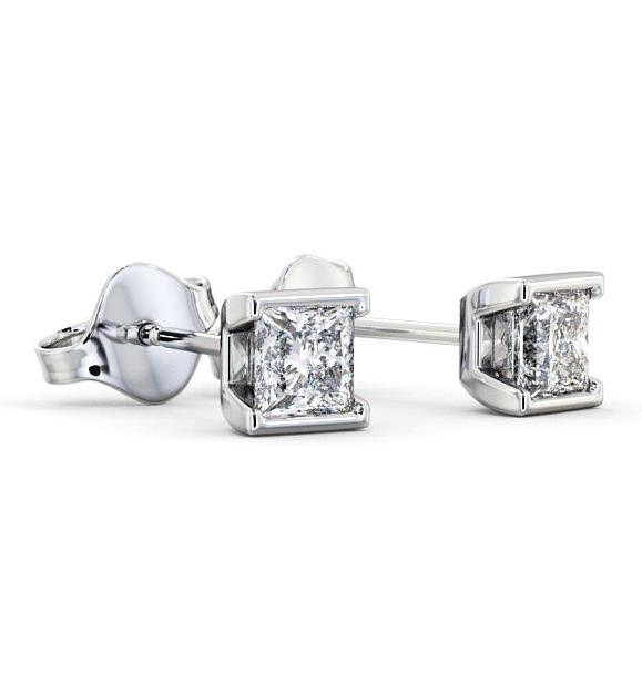 Princess Diamond Open Bezel Stud Earrings 18K White Gold ERG132_WG_THUMB1 