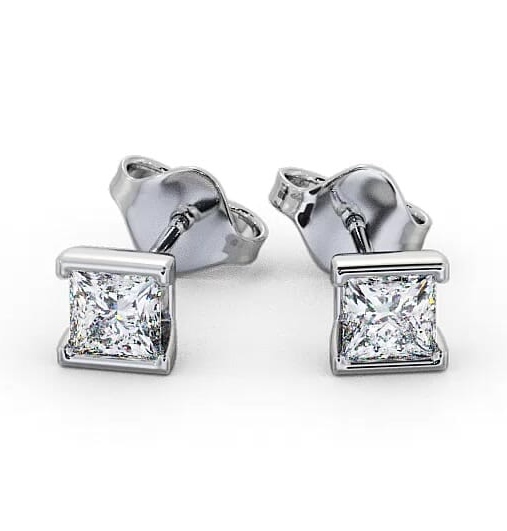 Princess Diamond Open Bezel Stud Earrings 9K White Gold ERG132_WG_THUMB2 