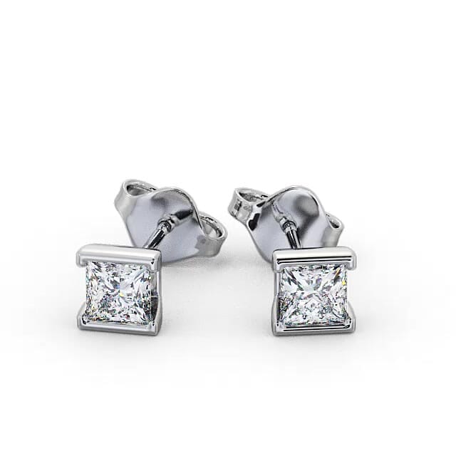 Princess Diamond Open Bezel Stud Earrings 18K White Gold - Ariadna ERG132_WG_EAR