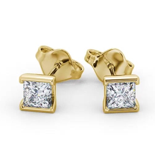 Princess Diamond Open Bezel Stud Earrings 9K Yellow Gold ERG132_YG_THUMB2 