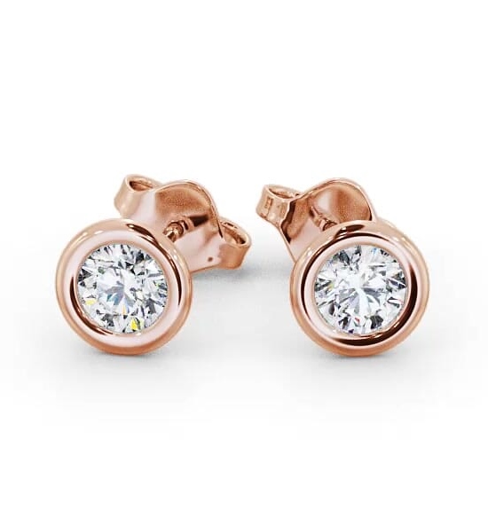 Round Diamond Open Bezel Stud Earrings 9K Rose Gold ERG133_RG_THUMB2 