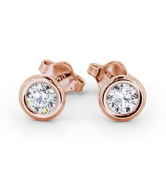 Round Diamond Open Bezel Stud Earrings 18K Rose Gold ERG133_RG_THUMB2 