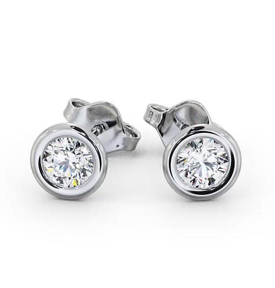 Round Diamond Open Bezel Stud Earrings 18K White Gold ERG133_WG_THUMB2 