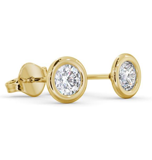 Round Diamond Open Bezel Stud Earrings 9K Yellow Gold ERG133_YG_THUMB1 