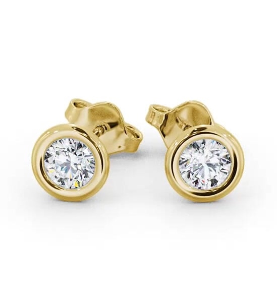 Round Diamond Open Bezel Stud Earrings 9K Yellow Gold ERG133_YG_THUMB2 