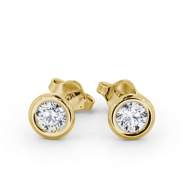 Round Diamond Open Bezel Stud Earrings 9K Yellow Gold - Avie ERG133_YG_EAR