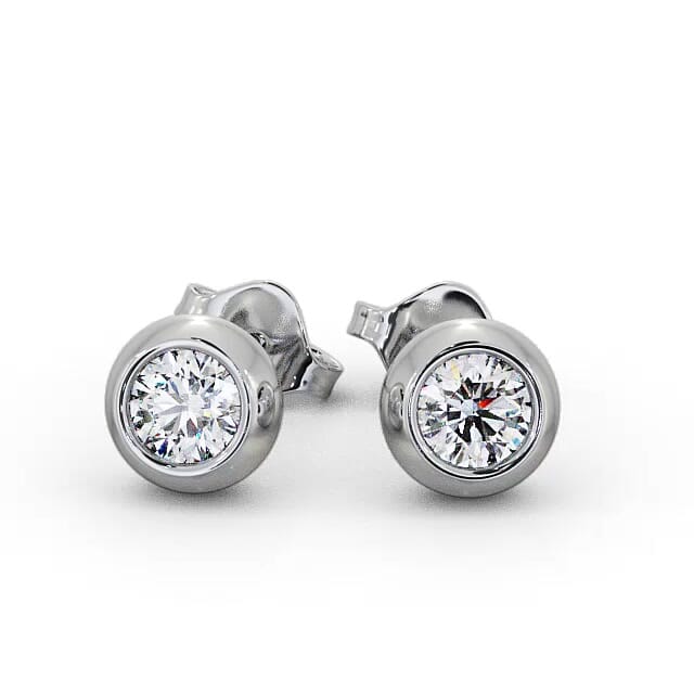 Round Diamond Bezel Stud Earrings 18K White Gold - Danah ERG134_WG_EAR