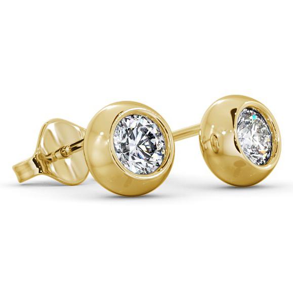 Round Diamond Bezel Stud Earrings 9K Yellow Gold ERG134_YG_THUMB1 