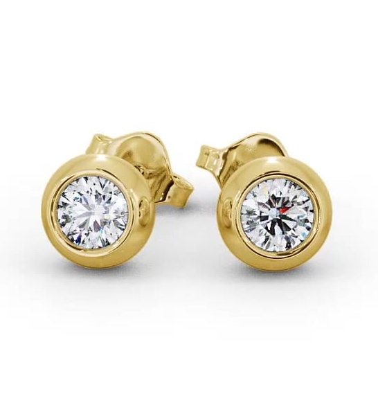 Round Diamond Bezel Stud Earrings 9K Yellow Gold ERG134_YG_THUMB2 