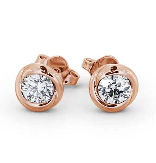Round Diamond Bezel Stud Earrings 9K Rose Gold ERG135_RG_THUMB1
