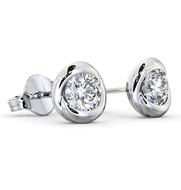 Round Diamond Bezel Stud Earrings 18K White Gold ERG135_WG_THUMB1 