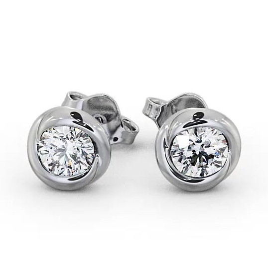 Round Diamond Bezel Stud Earrings 18K White Gold ERG135_WG_THUMB2 
