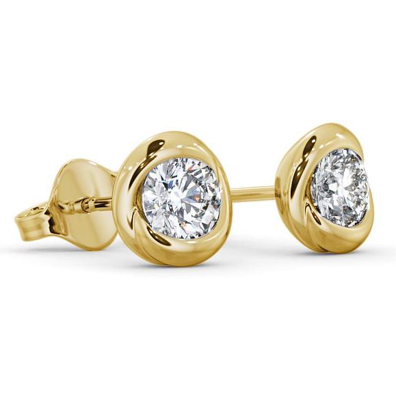 Round Diamond Bezel Stud Earrings 9K Yellow Gold ERG135_YG_THUMB1 