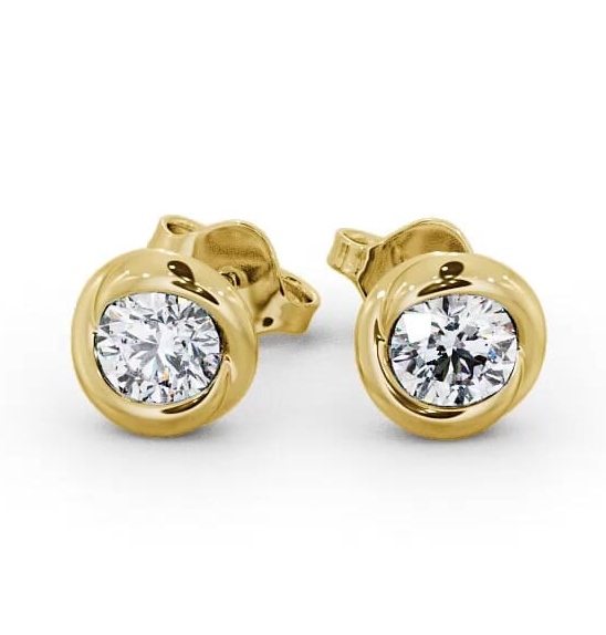 Round Diamond Bezel Stud Earrings 9K Yellow Gold ERG135_YG_THUMB2 