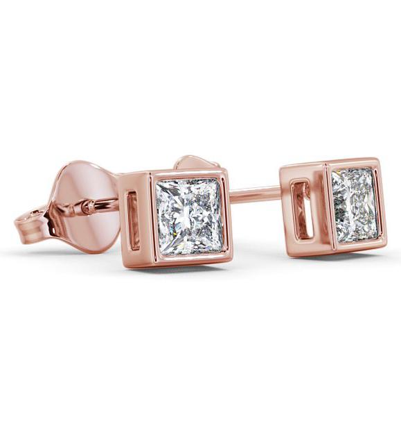 Princess Diamond Bezel Stud Earrings 18K Rose Gold ERG136_RG_THUMB1 