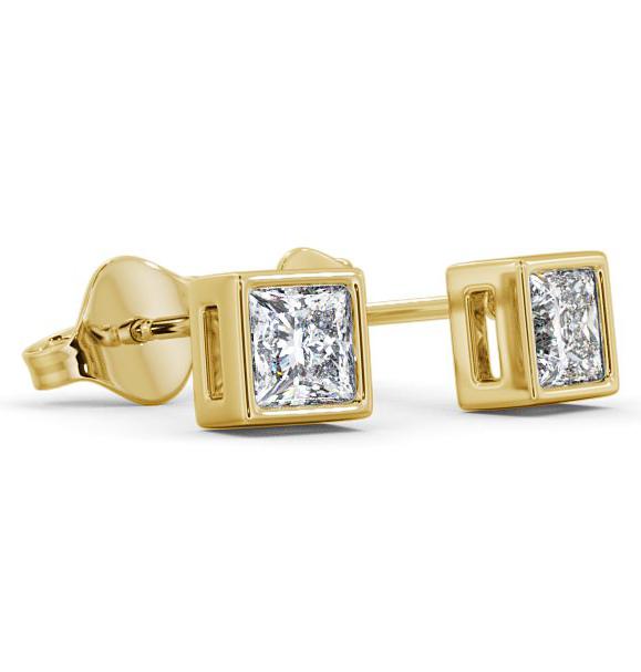 Princess Diamond Bezel Stud Earrings 9K Yellow Gold ERG136_YG_THUMB1 