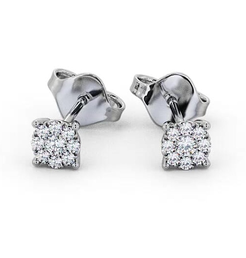 Cluster Halo Round Diamond Earrings 18K White Gold ERG137_WG_THUMB1