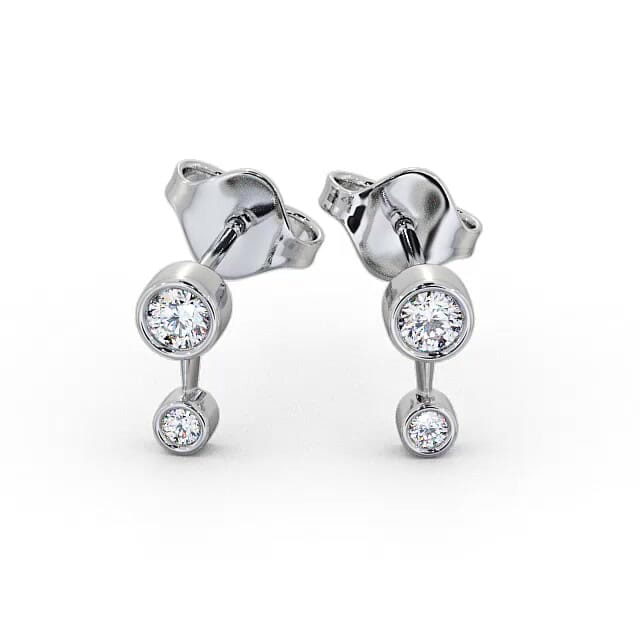 Drop Round Diamond Earrings 18K White Gold - Kenslee ERG138_WG_EAR