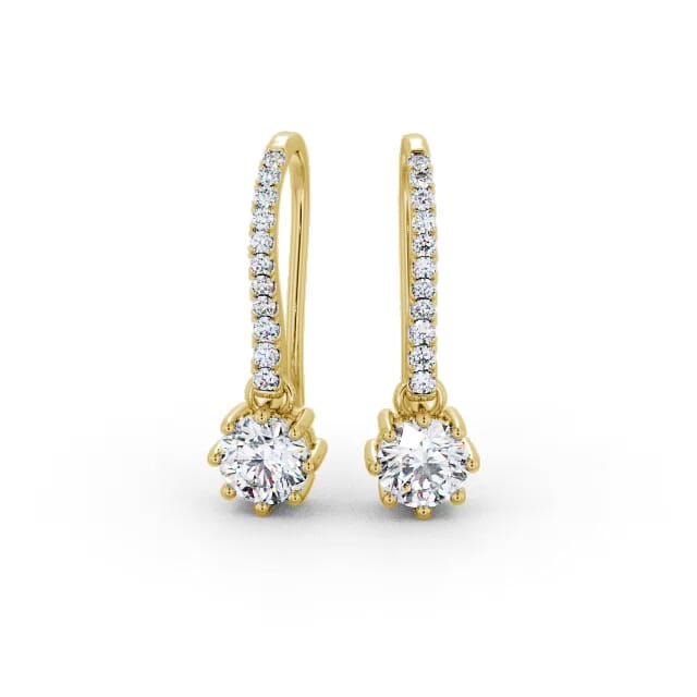 Drop Round Diamond Earrings 18K Yellow Gold - Kallista ERG139_YG_EAR
