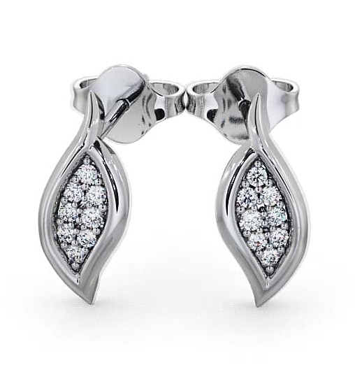 Cluster Leaf Shape Diamond Earrings 9K White Gold ERG13_WG_THUMB1