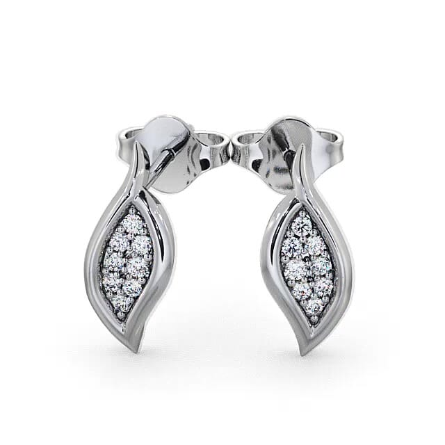 Cluster Leaf Shape Diamond Earrings 18K White Gold - Carrington ERG13_WG_EAR