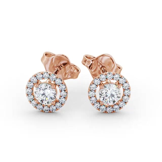 Halo Round Diamond Earrings 18K Rose Gold - Ailey ERG140_RG_EAR