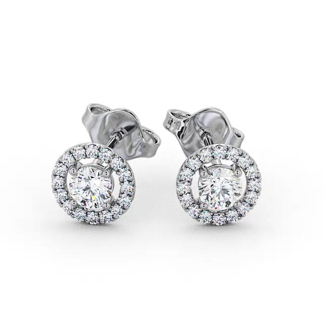 Halo Round Diamond Earrings 9K White Gold - Ailey ERG140_WG_EAR