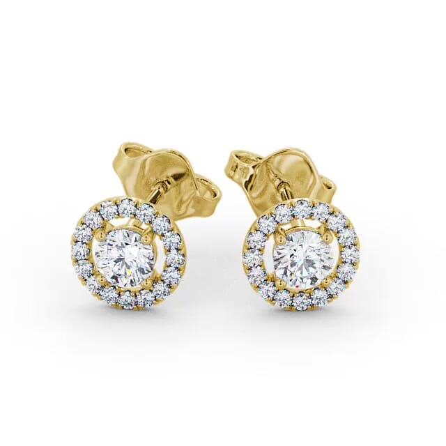 Halo Round Diamond Earrings 9K Yellow Gold - Ailey ERG140_YG_EAR