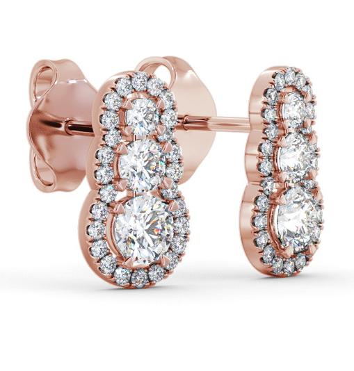 Drop Halo Style Round Diamond Trilogy Earrings 9K Rose Gold ERG141_RG_THUMB1 
