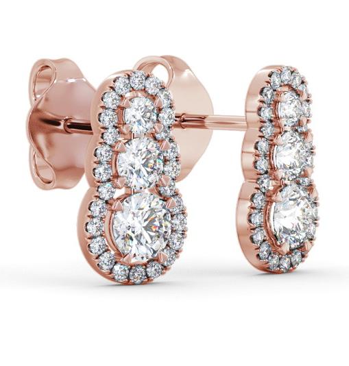 Drop Halo Style Round Diamond Trilogy Earrings 18K Rose Gold ERG141_RG_THUMB1 