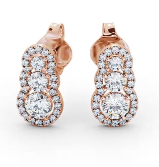 Drop Halo Style Round Diamond Trilogy Earrings 18K Rose Gold ERG141_RG_THUMB1