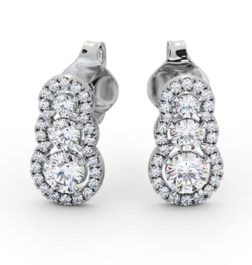 Drop Halo Style Round Diamond Trilogy Earrings 18K White Gold ERG141_WG_THUMB2 