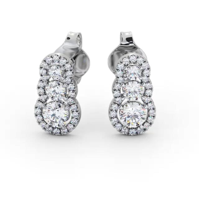 Drop Style Round Diamond Earrings 18K White Gold - Carrigan ERG141_WG_EAR