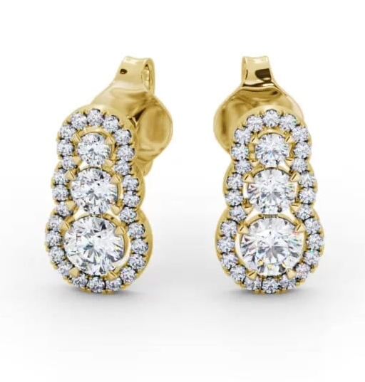 Drop Halo Style Round Diamond Trilogy Earrings 9K Yellow Gold ERG141_YG_THUMB1