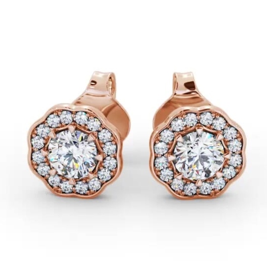 Halo Round Diamond Vintage Style Earrings 18K Rose Gold ERG142_RG_THUMB2 