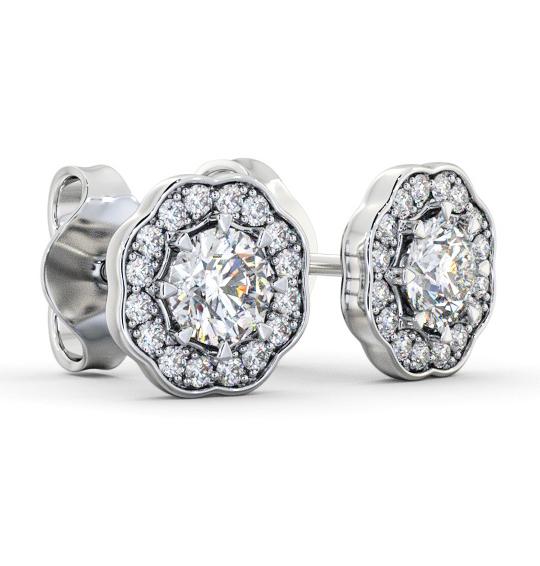 Halo Round Diamond Vintage Style Earrings 18K White Gold ERG142_WG_THUMB1 