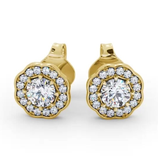 Halo Round Diamond Vintage Style Earrings 18K Yellow Gold ERG142_YG_THUMB2 