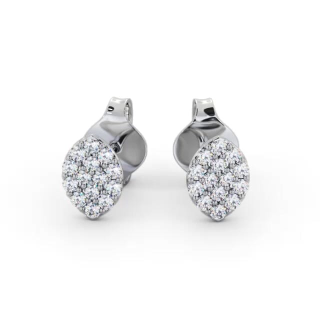 Marquise Style Round Diamond Earrings 18K White Gold - Lisette ERG143_WG_EAR